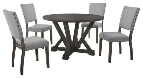 5-Piece Antique Rustic Gray Round Dinette Set - Transitional - Dining ... regarding Antique Rustic Gray Round Dining Table